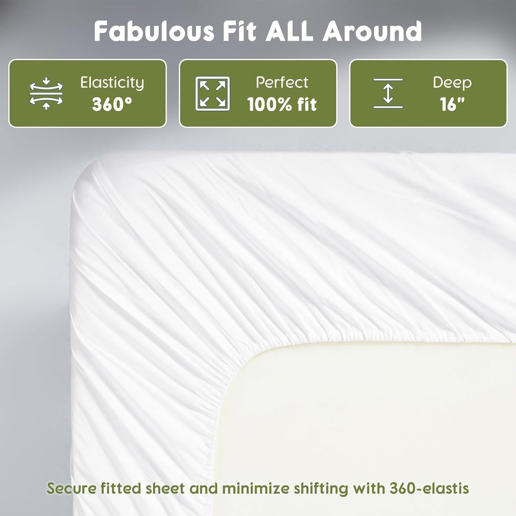 100% Egyptian Cotton Sheets Queen - 600 Thread Count Sheets, Ultra Soft Breathable Sheet Sets, Hotel Quality Sateen