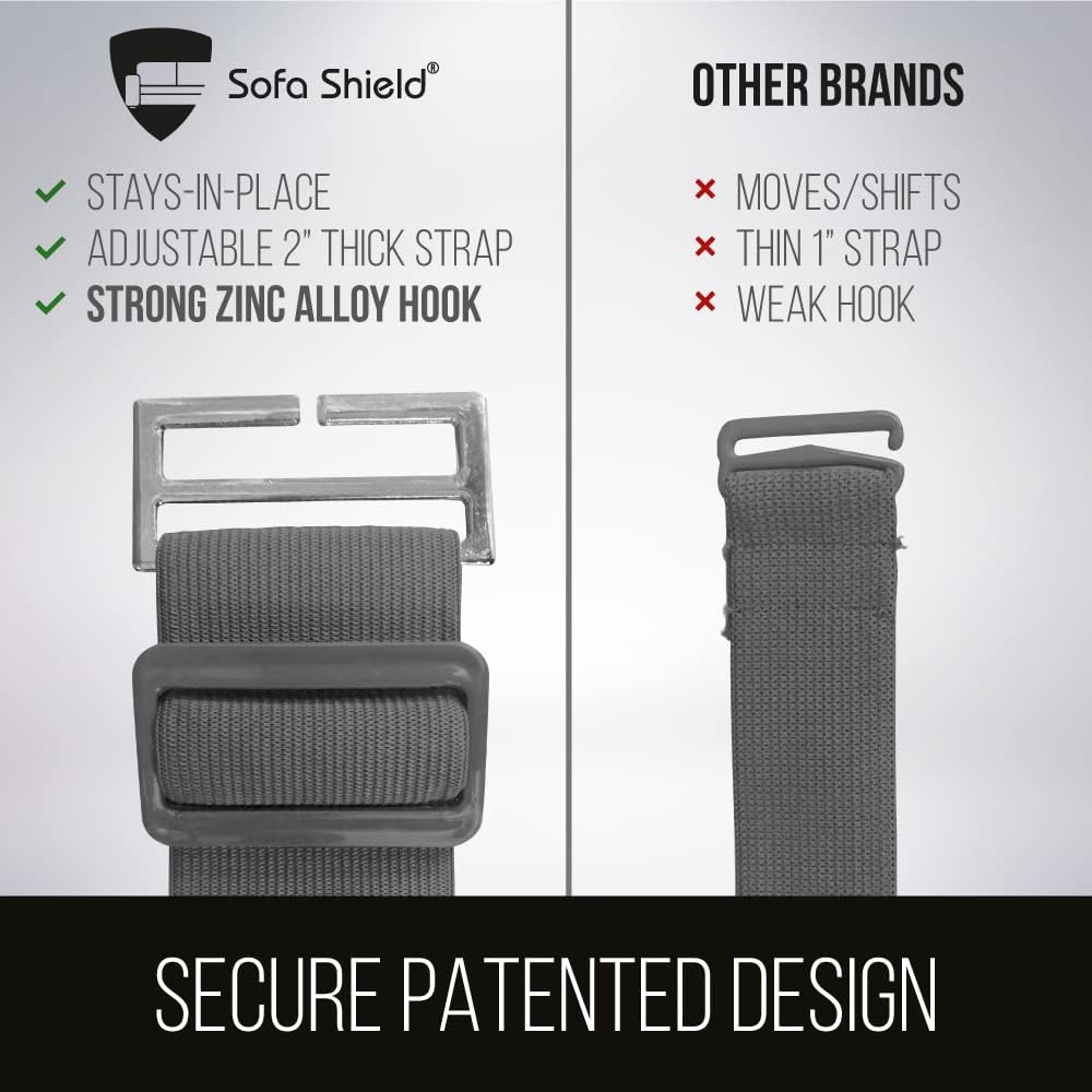 Couch Sectional Corner Slip Cover for Dogs with Strap Charcoal