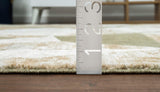 Abani Savoy Collection Area Rug - Green and Cream Geometric Design - 4'x6' - Easy to Clean - Durable for Kids and Pets