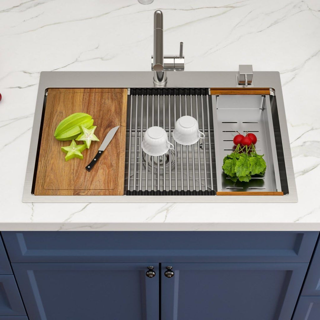 33 Inch Drop SInk 33"x22" Workstation Topmount Sink