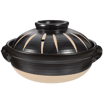 Japanese Donabe Ceramic Hot Pot: Casserole Earthenware Clay Pot Japanese Cooking Donabe Ceramic Casserole Pot Stock