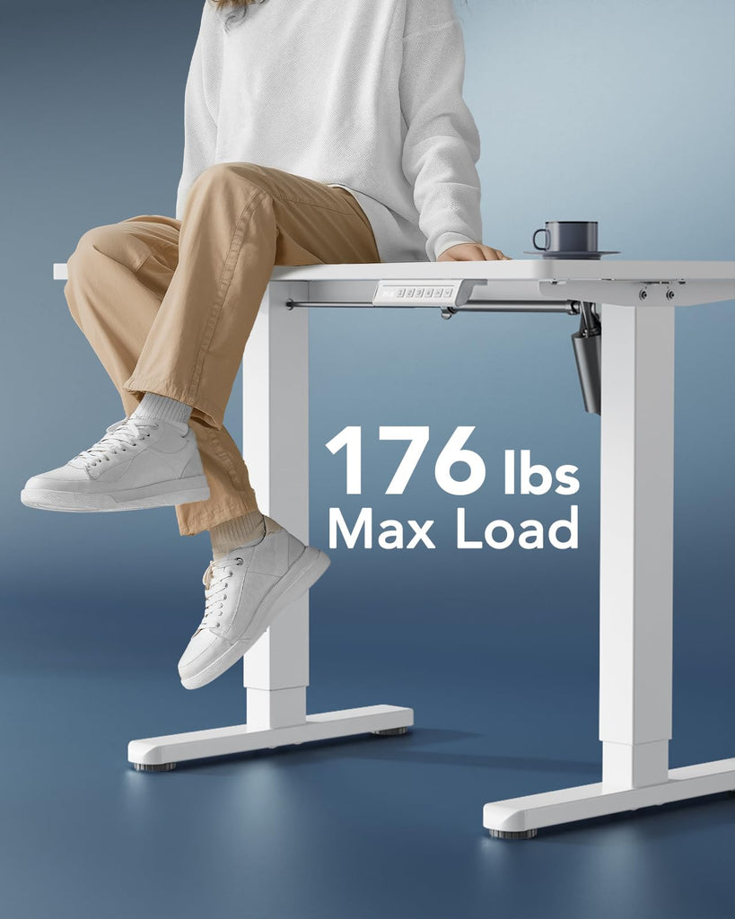 Electric Small Standing Desk, Whole Piece Desktop, Adjustable Height Computer Desk, 4 Height Memory Settings, Sit