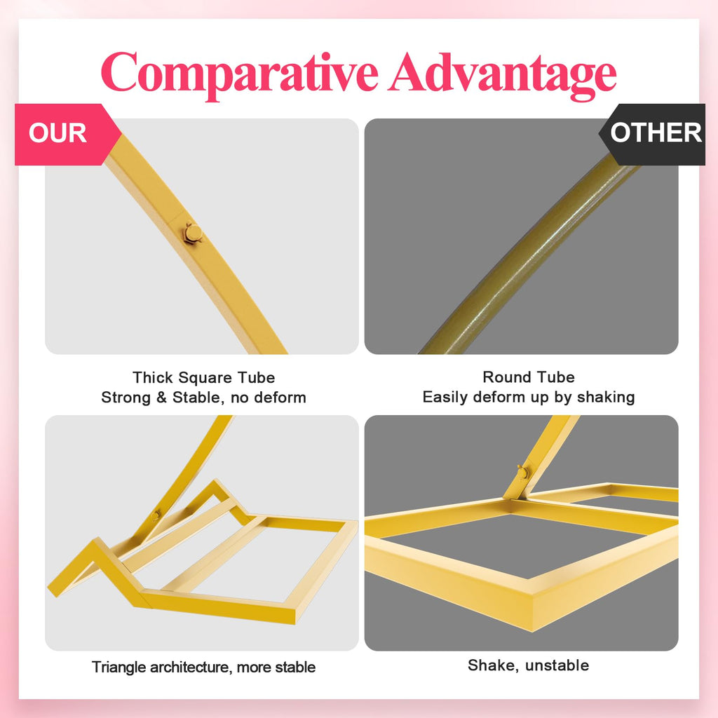 Round Backdrop Stand 8FT Gold Wedding Balloon Arch Stand for Party