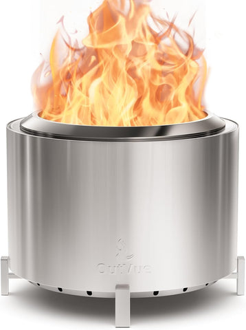 27 inch Stainless Steel Smokeless Fire Pit, Outdoor Smokeless Firepit, Wood Burning Fire Pits for Camping, Bonfire