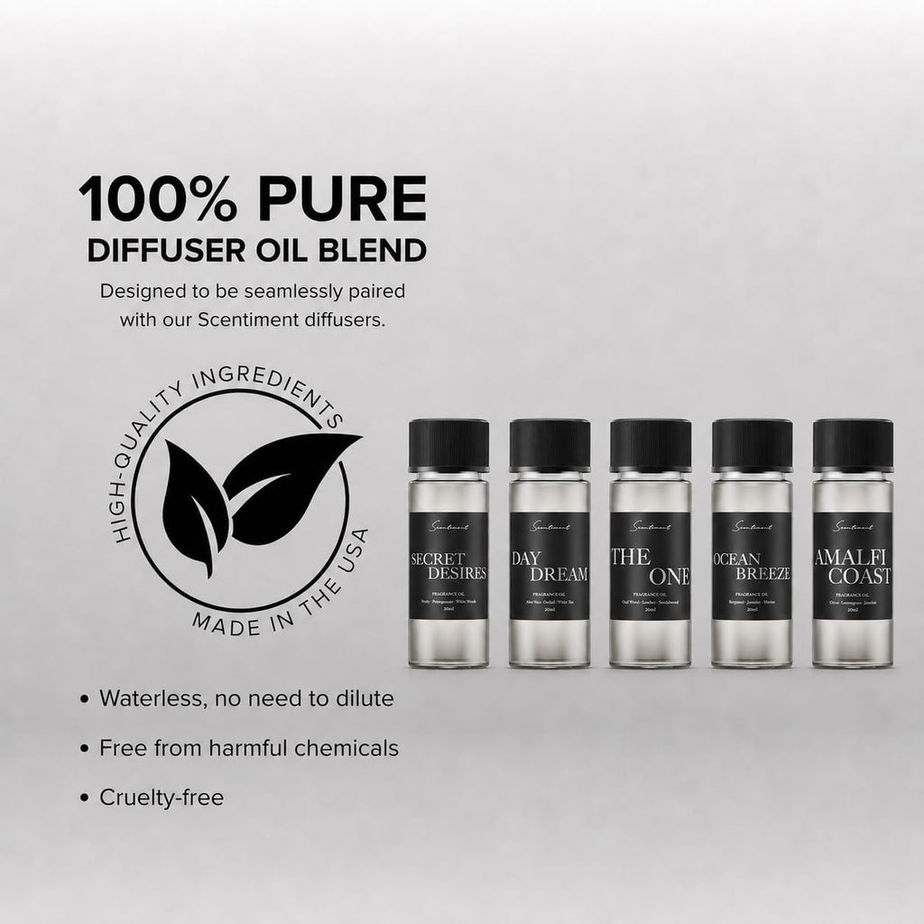 Luxury Hotel Scents - 5 Diffuser Oil Set - 5 x 0.68 fl oz(20 mL) | Secret Desires, Day Dream, The One, Ocean Breeze &
