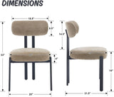 LukeAlon Chenille Dining Chairs Set of 2, Modern Curved Back Armless Kitchen Chairs with Black Metal Legs Upholstered Dining Room Chairs Reception Chairs for Living Room Office Restaurant, Khaki