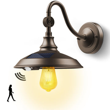 Solar Barn Light Outdoor Aluminum with 3 Modes 1 Pack Dark Bronze