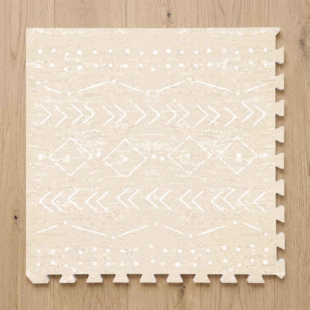 Play Mat for Floor - 6x8ft Beige | Soft Non Toxic Premium EVA Foam Tiles for Tummy Time, Crawling & Playroom