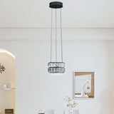 Modern Led Ring Chandelier - Dimmable Crystal Light Fixture for Living Room & Dining Room - Adjustable 7.8inch Black A122-B0D83L3J3H