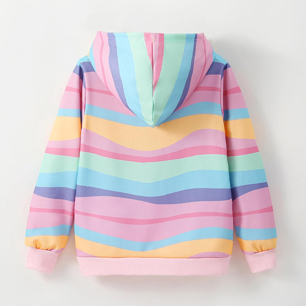Toddler Girls Zip Up Sweatshirt Hoodie Cute Graphic Prints Zipper Hooded Tops