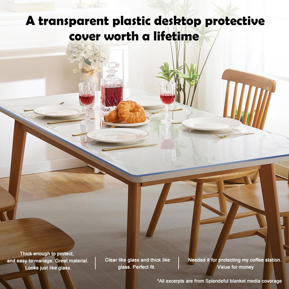Clear Plastic Dining Room Table Protector Tablecloth Desk Pad Mat 36x48 Inch Wooden Furniture Coffee End Office