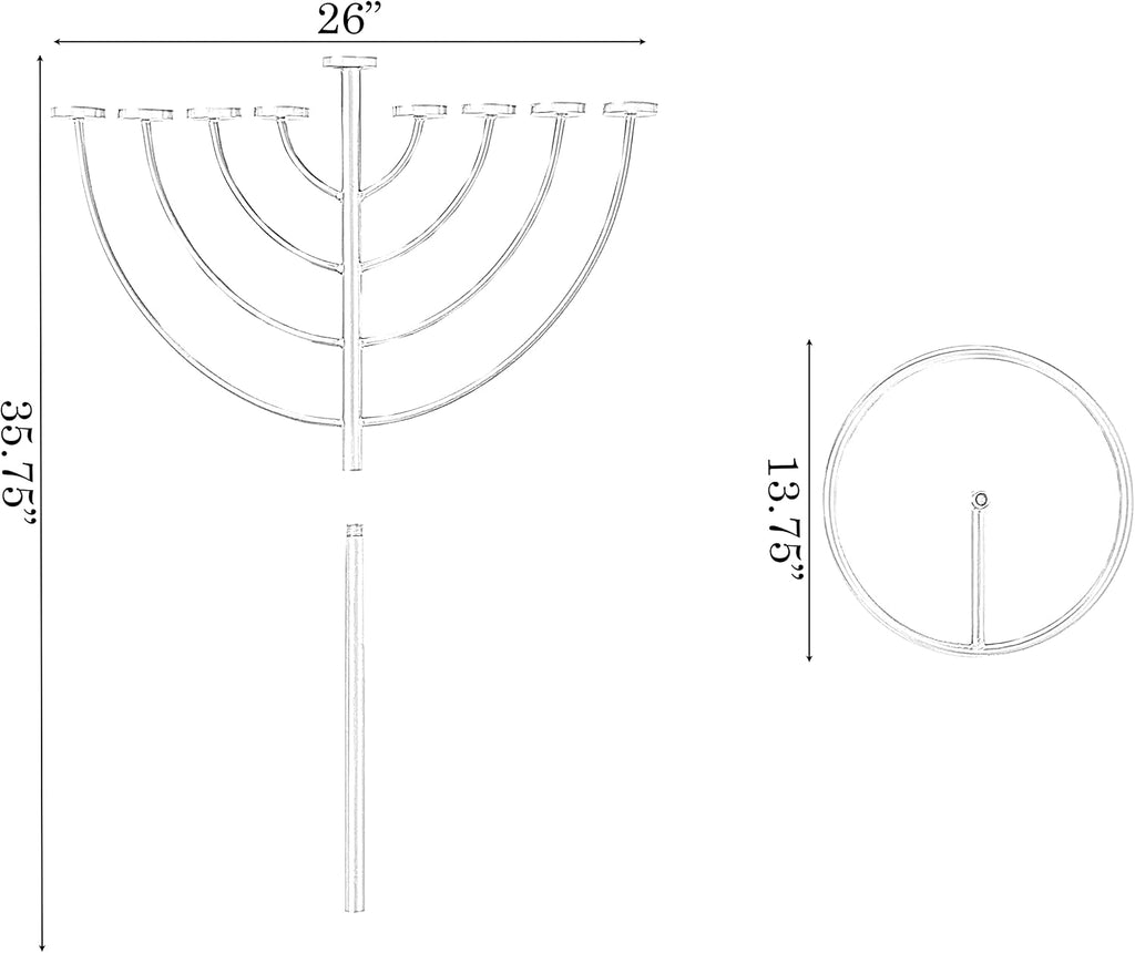 Modern Silver Hanukkah Candle Holder, 9 Branch Metal Aluminum for Hanukkah, Jewish , Contemporary Candle Holders