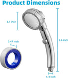 High Pressure Shower Head, 3-Settings Handheld Showerhead with ON/Off Full Shutoff Push Button and Switch to Control