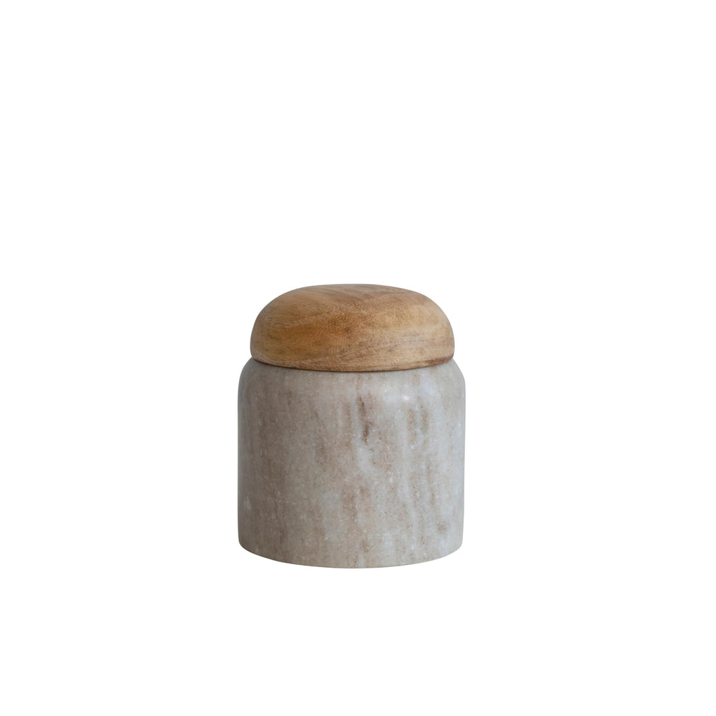 Co-Op Unique Marble and Mango Wood Pinch Pot Canister with Lid, Natural