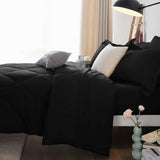 Queen Comforter Set Black - Bed in a Bag Queen 7 Pieces, Luxury Soft Bed Set for All Seasons