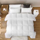 100% Cotton Cover Down Alternative Comforter King- Cloud Bed Comforter for All Season, Breathable Wh