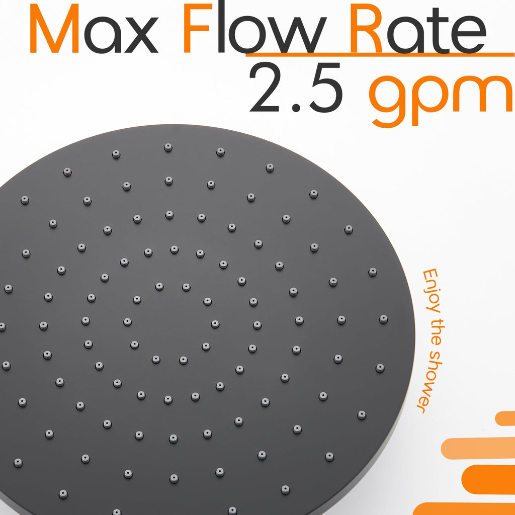 Rained Waterfall Shower Head 10-inch Large Overhead Showerhead High Flow 2.5 GPM with Adjustable Swivel Ball Joint