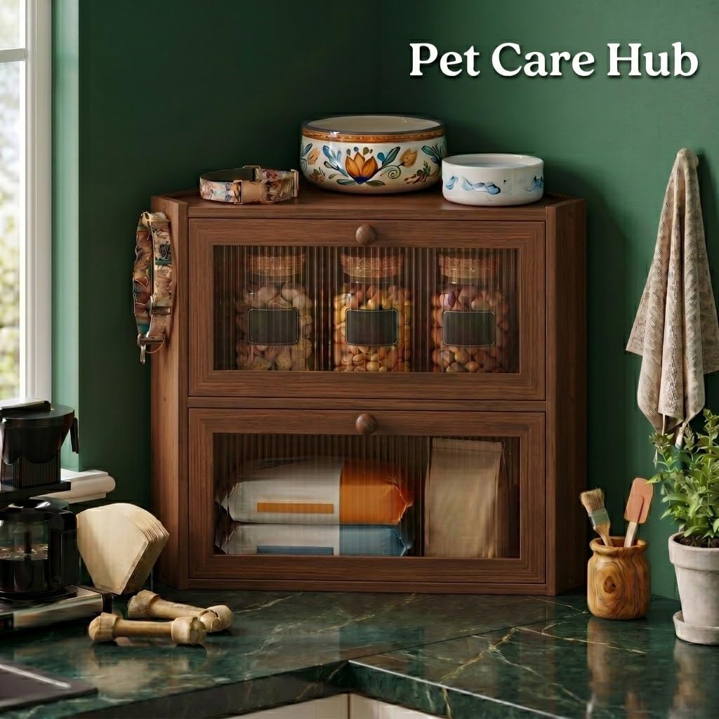 Bread Box - Brown Corner,2 Tier Bamboo Countertop
