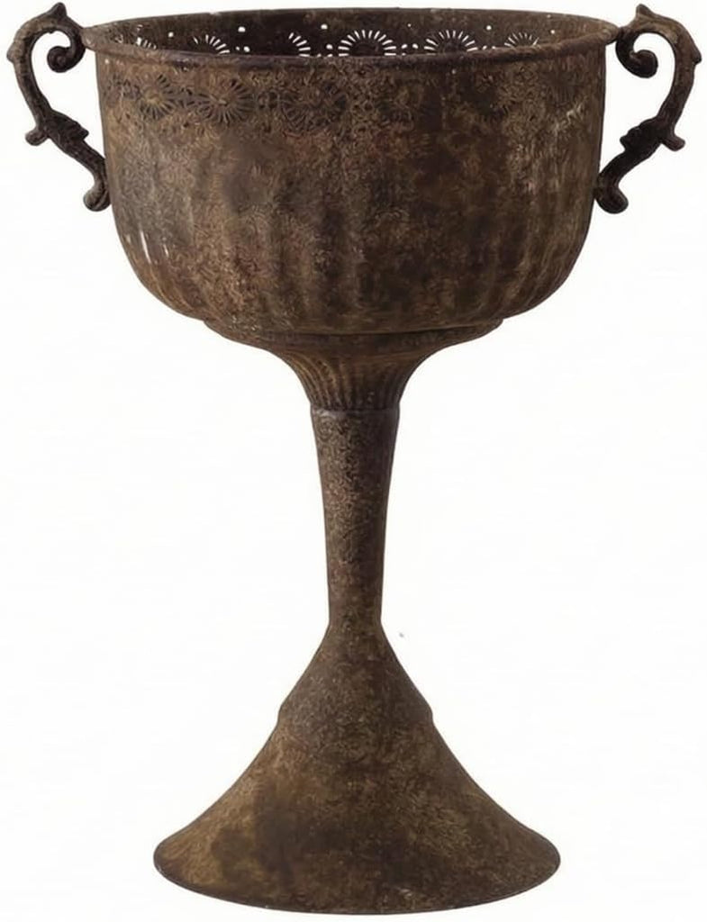 Outdoor Trophy Planter Urn Planter Pedestal Planter Decorative Urn Planter Flower Pot with Elevated Stemmed Base and