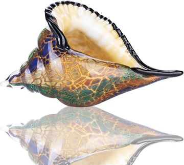 8.4" Glass Conch Figurines, Hand Blown Seashell Art Figurine