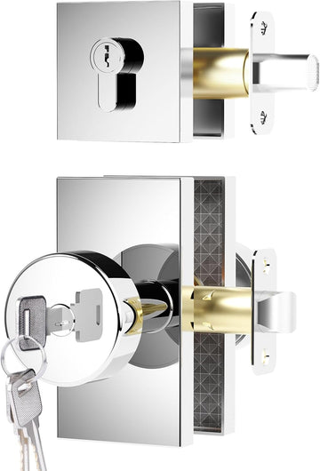 Keyed Alike Exterior Door Knob with Deadbolt Set, Polished Chrome