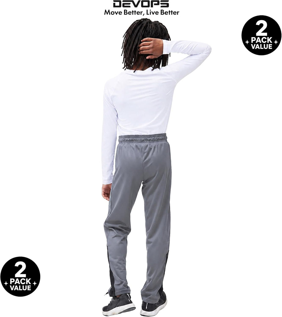 2 Pack Boys Athletic Pants Lightweight Active Track Pants with Pockets