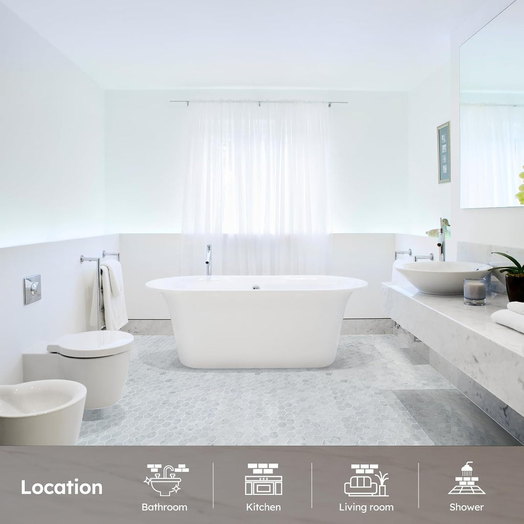Carrara White Marble Mosaic Tile, 2 Inch Hexagon, Matte, Italian Bianco Carrera Marble Backsplash Bathroom Wall
