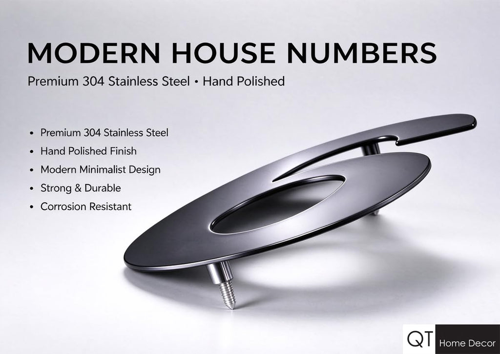 10 Inch Floating House Number 8 - Black 304 Stainless Steel