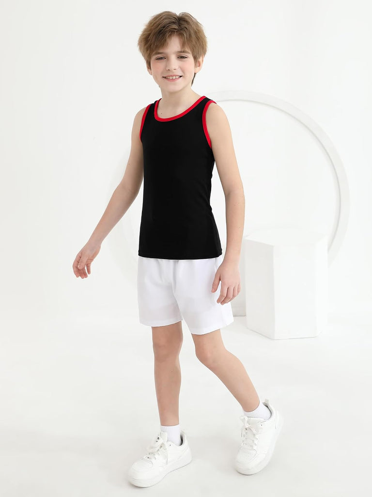 5 Pack Boys' Tank Undershirt Sleeveless Tank Tops Assorted Colors Round Neck Cotton Tank Tops