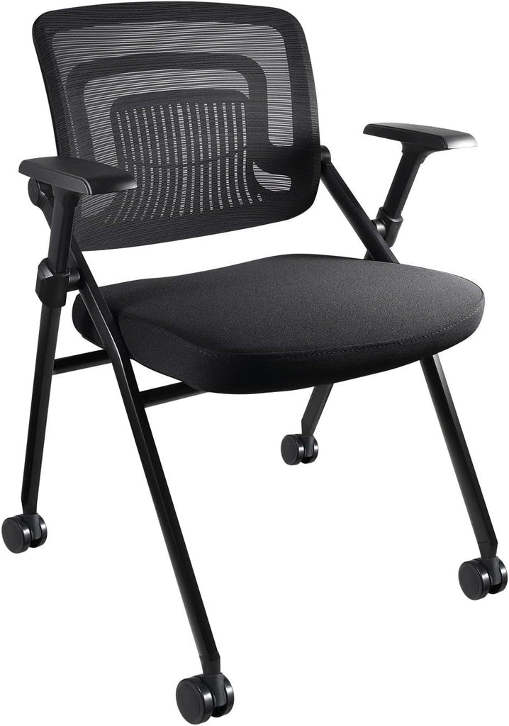 Folding 10 Poker Chairs with Wheels - Cushioned Seat, Leather Armrests & Easy Mobility - Foldable Poker Table Chair