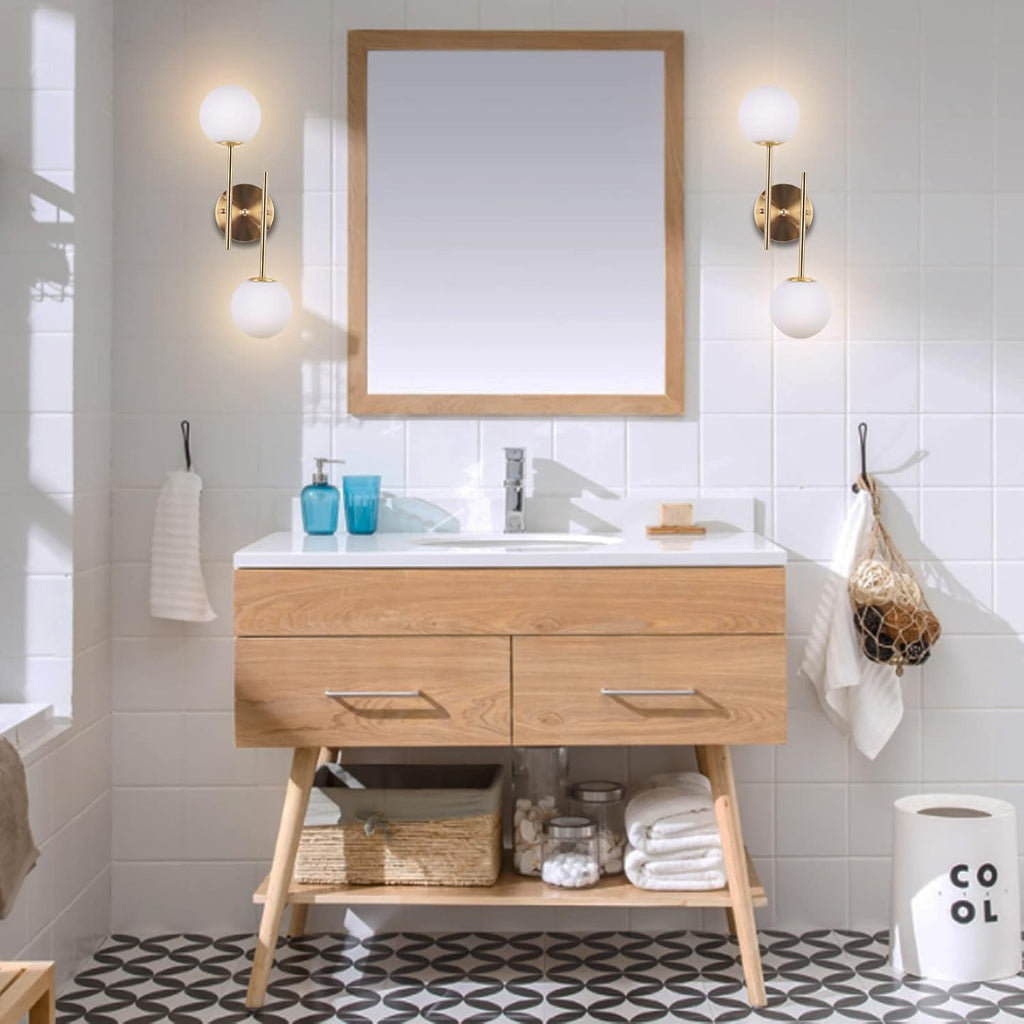 Gold Globe Wall Sconce, 7.5" W x 20" H, G9 Base, Compatible with LED or Halogen Bulbs, Perfect for Bathroom, Kitchen