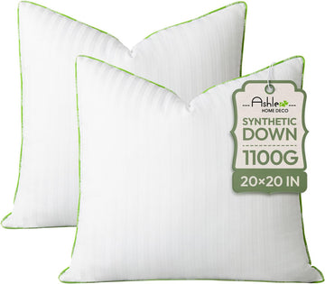 Ashler Synthetic Down Pillow Inserts, 20x20 - Set of 2