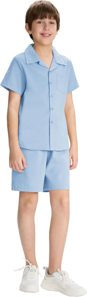 Boys Short 2 Pieces Set Beach Vacation Outfits Texture Set Kids