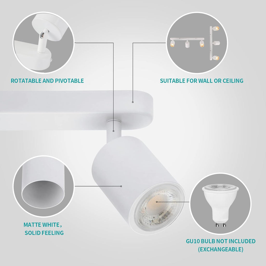 3 Way Track Lighting Kit Flexibly Rotatable Track Light Ceiling Kitchen LED Ceiling spot Light, Picture Wall