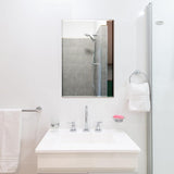 Frameless Bathroom Mirror for Wall, Rectangle Beveled Edge Mirror for Over Sink, Tempered Glass, Shatterproof, Hangs