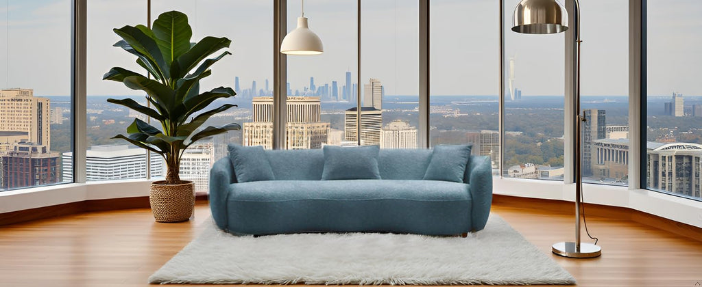 Curved Sofa Couch, 93.6" 3-Seater ModernCouch CurvedSofas Boucle Sectional SofaCouch, Comfy Cloud Upholstered