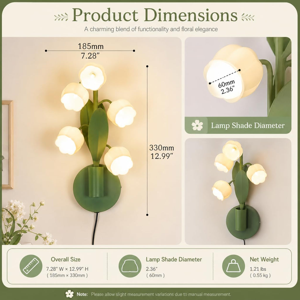 Lily of The Valley Wall Sconce USB Plug-in Flower Wall Lamp