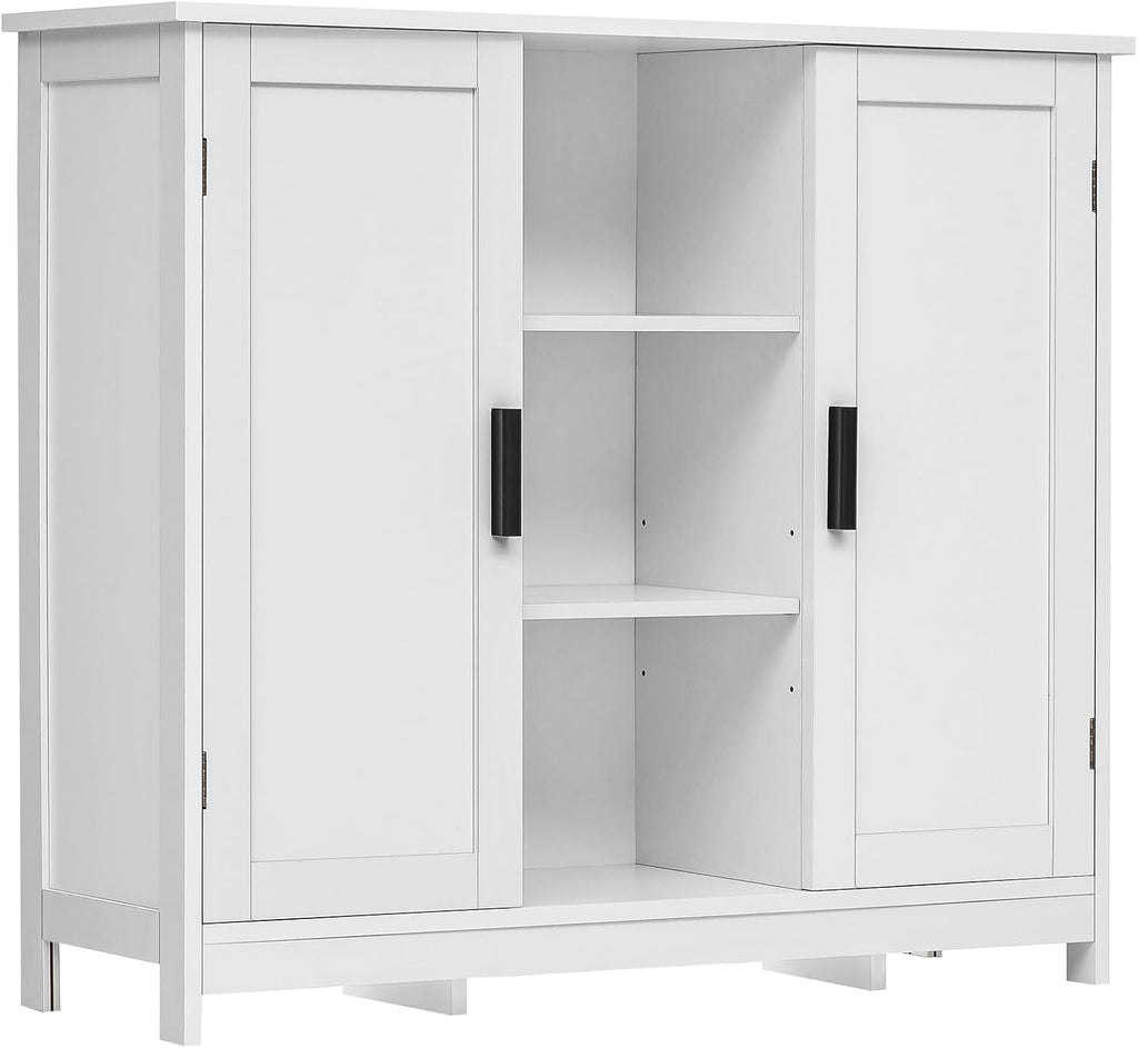 Storage Cabinet with 2 Doors and 4 Storage Shelves, Buffet Cabinet, Bathroom Cabinet , White