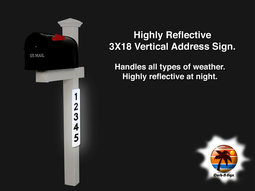 Military Vertical 2 Reflective Mailbox Address Numbers Plaques, Silk Screened, 3"x10", Pre-drilled, Made in USA (Army)