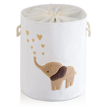 Baby Laundry Basket Laundry Hamper, Canvas 58L XL Baby Clothes Basket, Collapsible Brown Laundry Basket Toy Baskets