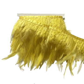 Yellow 2Yard Rooster Hackle Feather Fringe Trim 4-6inch in Width for DIY Costume Sewing Craft Decor Dress Accessories