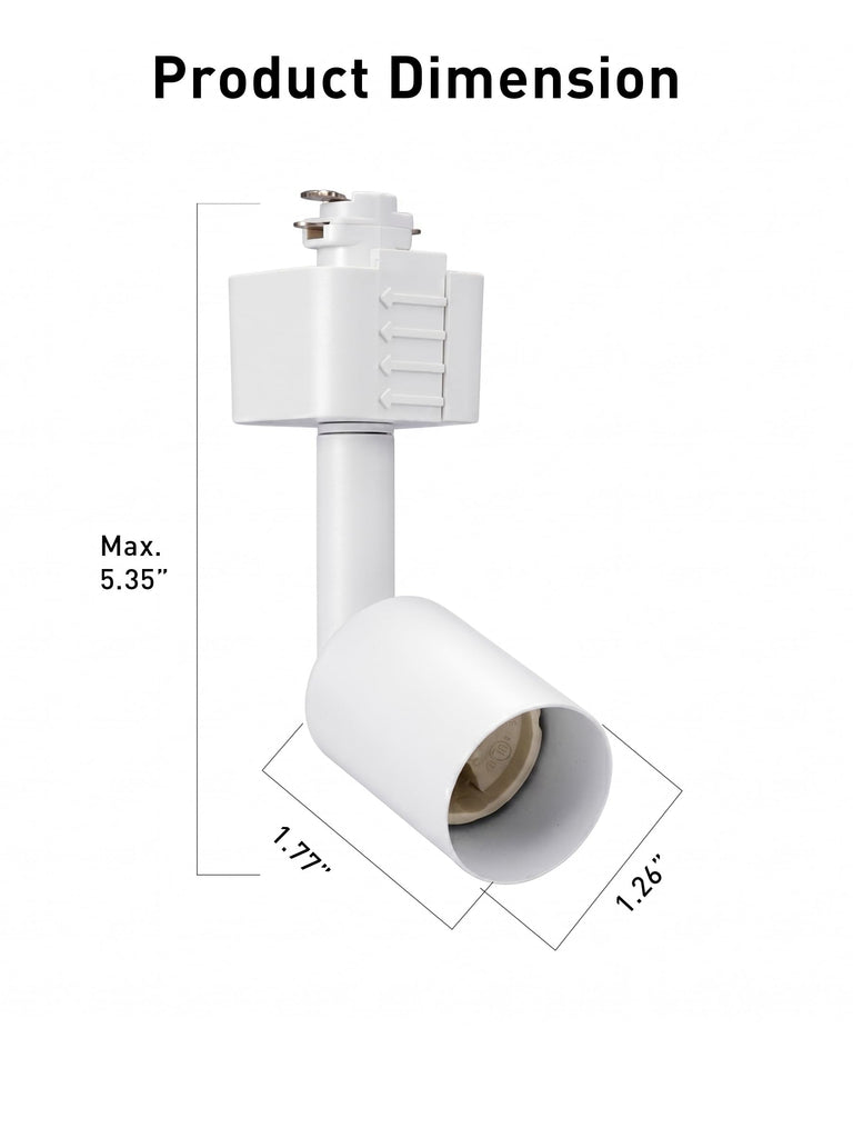 6 Pack] H Type Track Lighting Heads to Gu10 Base Socket Light Direction Adjustable,White
