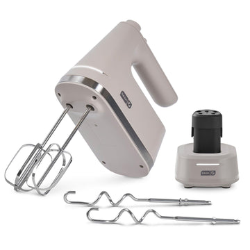 Cordless Hand Mixer, Beaters & Dough Hooks, French Grey