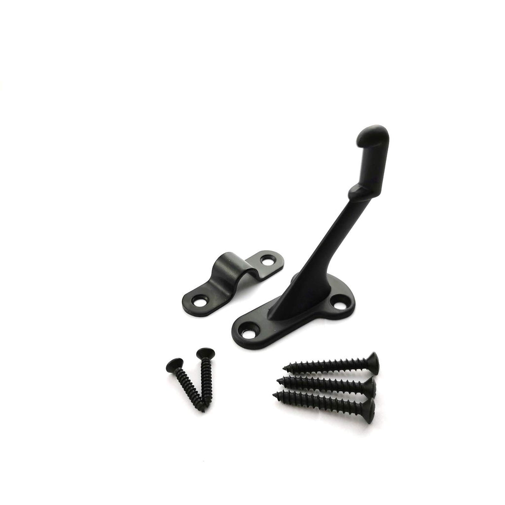 Metal Stair Handrail Brackets with Mounting Plate and Screws- Satin Black-Set of 5