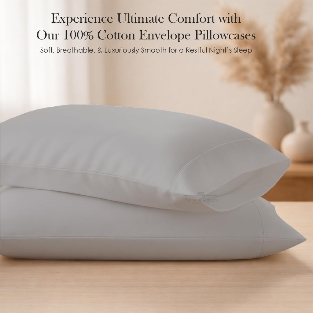 400 TC 100% Egyptian Cotton Queen Size Pillowcases Set of 4, Light Grey