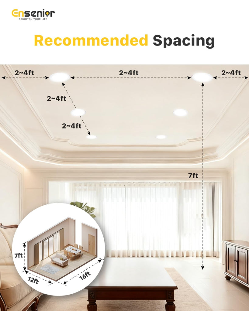 4 Inch LED Recessed Ceiling Light, 5CCT, 750LM 9W 120V