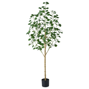 5 FT Artificial Eucalyptus Tree, Fake Plants Indoor Silk Leaves