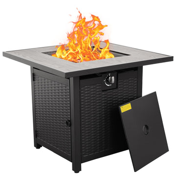 Outdoor Propane Fire Pit, 30 Inch Patio Firepit Table with Fire Glass for Outside Parties and Gatherings on Garden