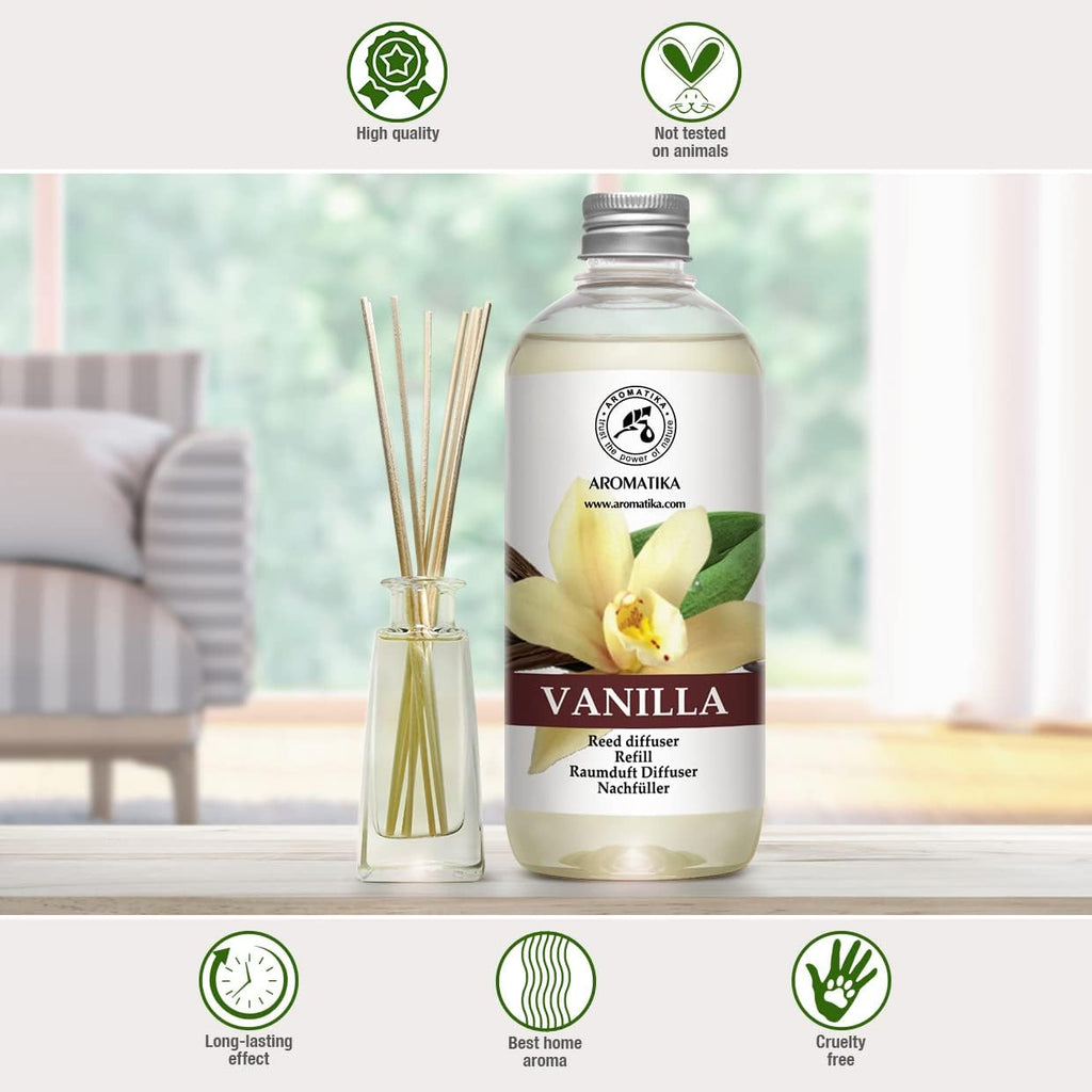 Vanilla Reed Diffuser Refill with Natural Vanilla Essential Oil - 17 Fl Oz - Fresh, Long-Lasting Fragrance - Set of 17