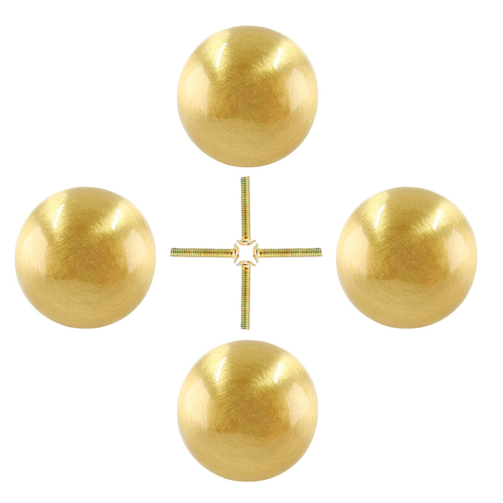 4 Packs Mini Round Solid Brass Knobs, 1/2 Inch, Gold